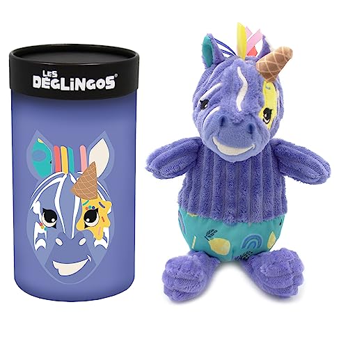 Peluche Kiprokos zèbre Les Déglingos : doudou apaisant violet dès la naissance