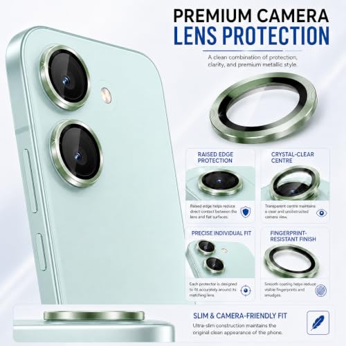 Image of ArmourPro Camera Lens Protector for Redmi Turbo 5 Tough HD Individual Aluminum Alloy Rings 9H Camera Cover, Scratch-Resistant,Camera Lens Protection| Green, 1 Pack