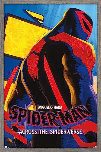 Marvel Spider-Man: Across The Spider-Verse - Miguel O'Hara One Sheet Wall Poster, 22.4L" x 14.7W", Barnwood Framed Version