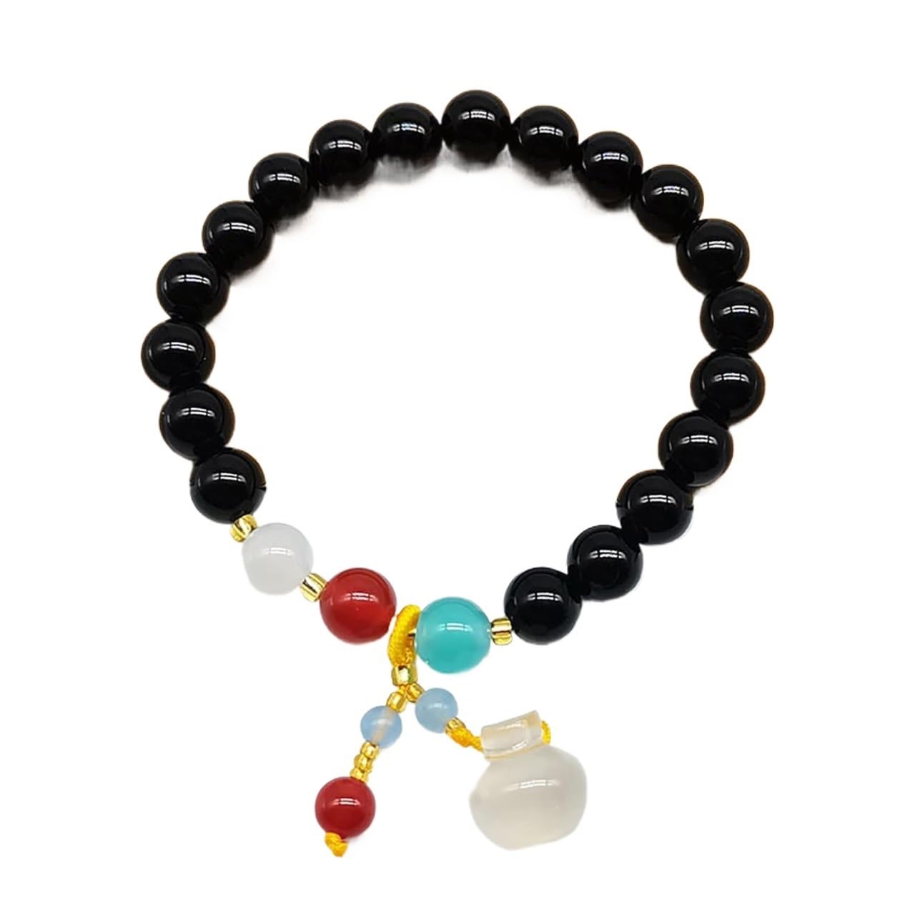Nzpost Black Crystal Bracelet,Agate Bracelet,Natural Gemstone Agate Bracelet Gourd/Lucky Amulet Bracelet For Wo