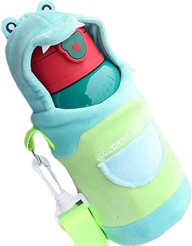 Green Dinosaur Water Bottle for Adult Travel Thermos with Bag Strap 316 Stainless Steel Cup Birthday Giftgreen dinosaur 6, 600 ml