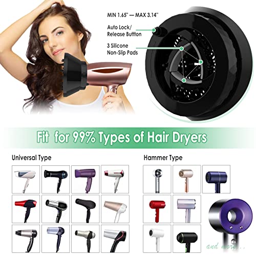 Collapsible Hair Diffuser for Curly Hair, Universal Hair Diffuser Attachment for Hair Dryer Adjustable from 1.65 inch to 3.14 inch, Blow Hair Dryer Diffuser for Long Thick Natural Wavy Hair - Image 3