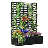 COZONY Rectangle Metal Planter Box with Trellis...