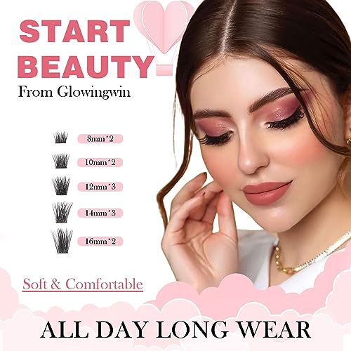 Glowing Win Cluster Lashes 144PCS Individual Lashes Natural Look DIY Lash Extensions Fluffy False Eyelashes Individual lash Clusters Reusable Eyelash Extensions Mix 8-16mm C D Curl Strip Lashes - Image 2