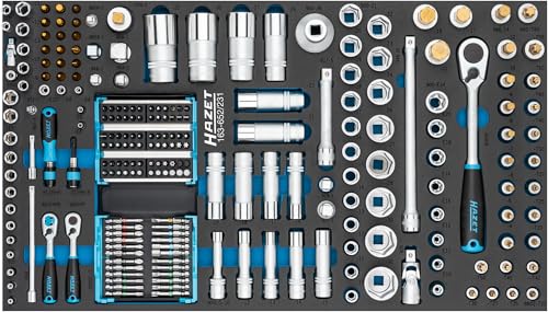 HAZET Werkzeug Satz 163-652/231, 231-teilig, mit Bithalter, Steckschlüsseleinsätzen 1/4 Zoll, Umschaltknarre, Verlängerungen, Bit Set im Smart Case