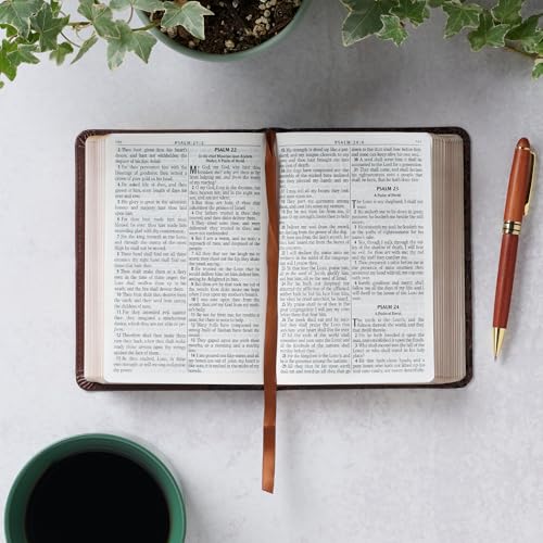 Image of KJV Holy Bible, Compact Large Print Faux Leather Red Letter Edition - Ribbon Marker, King James Version, Medium Brown (KJV Compact LP Editions)