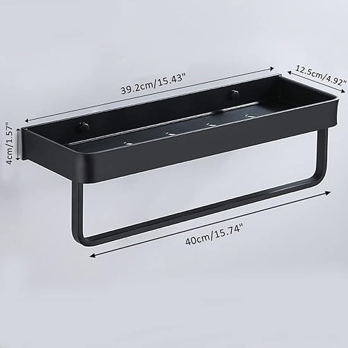 Miniatura 2 de Estante de baño con toallero, organizador de almacenamiento de ducha montado en la pared, estante flotante para baño, cocina, inodoro de 15.7