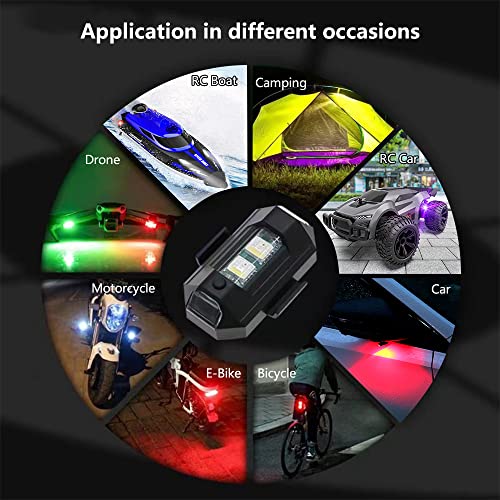 Lecart 6 Pcs Led Aircraft Strobe Lights Rechargeable Mini Led Light 7 Colors Led Anti Collision Strobe Light Motorcycle Night Riding Flashing Light For Car / E-Bike / Drone / Rc Boat / Bicycle #TOP4