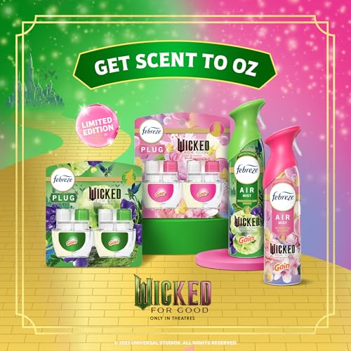 Febreze Plug In Air Freshener, "Wicked: For Good" Limited Edition Odor-Fighting Scented Oil Refill, Air Fresheners for Home and Bathroom and Kitchen, Long Lasting, Wonderfullest Woods, 2 Count - image 8