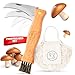 Messe mit günstig Kaufen-Eli® Pilzmesser mit Bürste und Tasche aus Baumwolle - hochwertiges Schwammerlmesser mit Pinsel - Taschenmesser - Klappmesser - Gartenmesser - Gartenhippe - Pilzbürste - Beutel - Schnitzmesser