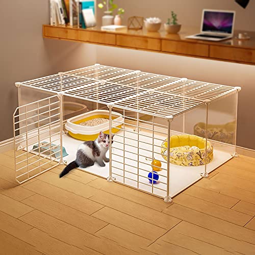 Cage pour chat d'intérieur amovible et modulable en métal noir - 2