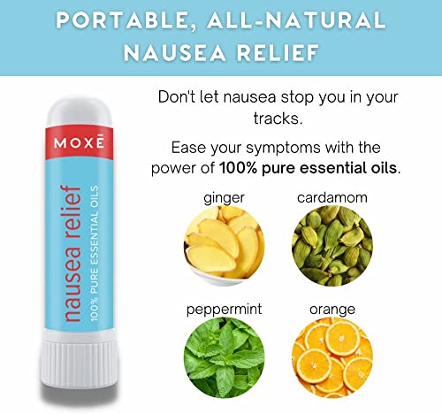 MOXE Nausea Nasal Inhaler Sticks, All Natural Essential Oil Blend, Ginger, Cardamom, Peppermint, Sweet Orange, Upset Stomach, Headaches, Easy-to-Use Portable Aromatherapy, Made in USA, 1 Pack - Thumbnail 2
