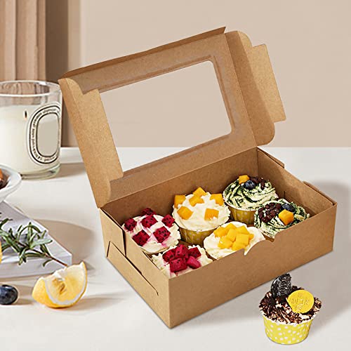 15 Packs Cupcake Boxes Cookie Boxes Bakery Boxes 9.5X6.2X3In 6 Count Kraft Bakery Carrier Boxes With Windows And Inserts To Hold Cupcakes Chocolate #TOP4