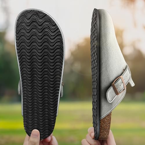 Image of BULLIANT Women Clogs-Fleece-Lined Suede Mules Slippers Nurse Shoes Unisex-Memory Foam Arch Support Cork-Footbed