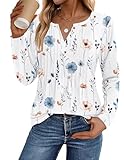 Zeagoo Shirts for Women Long Sleeve Floral Blouses 2026 Fashion Fall Clothes V Neck Business Work Tops Ladies L