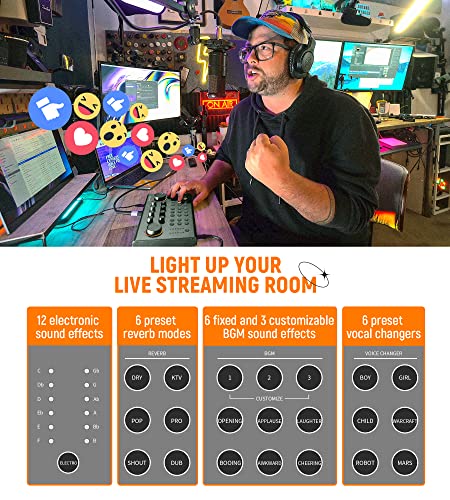 Podcast Equipment Bundle, All-In-One Audio Interface Sound Card Podcast Production Studio With 48V Phantom Power, Condenser Microphone For Live Streaming, Guitar, Voice Over, Pc, Black, By Synido #TOP3