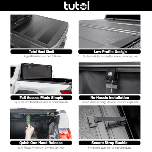 Image of Tutel Low Profile Hard Shell Flip-Up Truck Bed Tonneau Cover|Fits 2015-2026 Ford F-150 6.5' Bed (78 inch) - TTLTMLPFU017