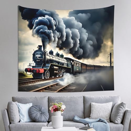 Tapisserie train à vapeur habiller un grand mur blanc de chambre