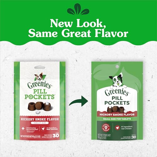 Image of Greenies Pill Pockets for Dogs Small Size, Tablet Pill Treats for Dogs, Hickory Smoke Flavor, 3.2 oz. Pouch