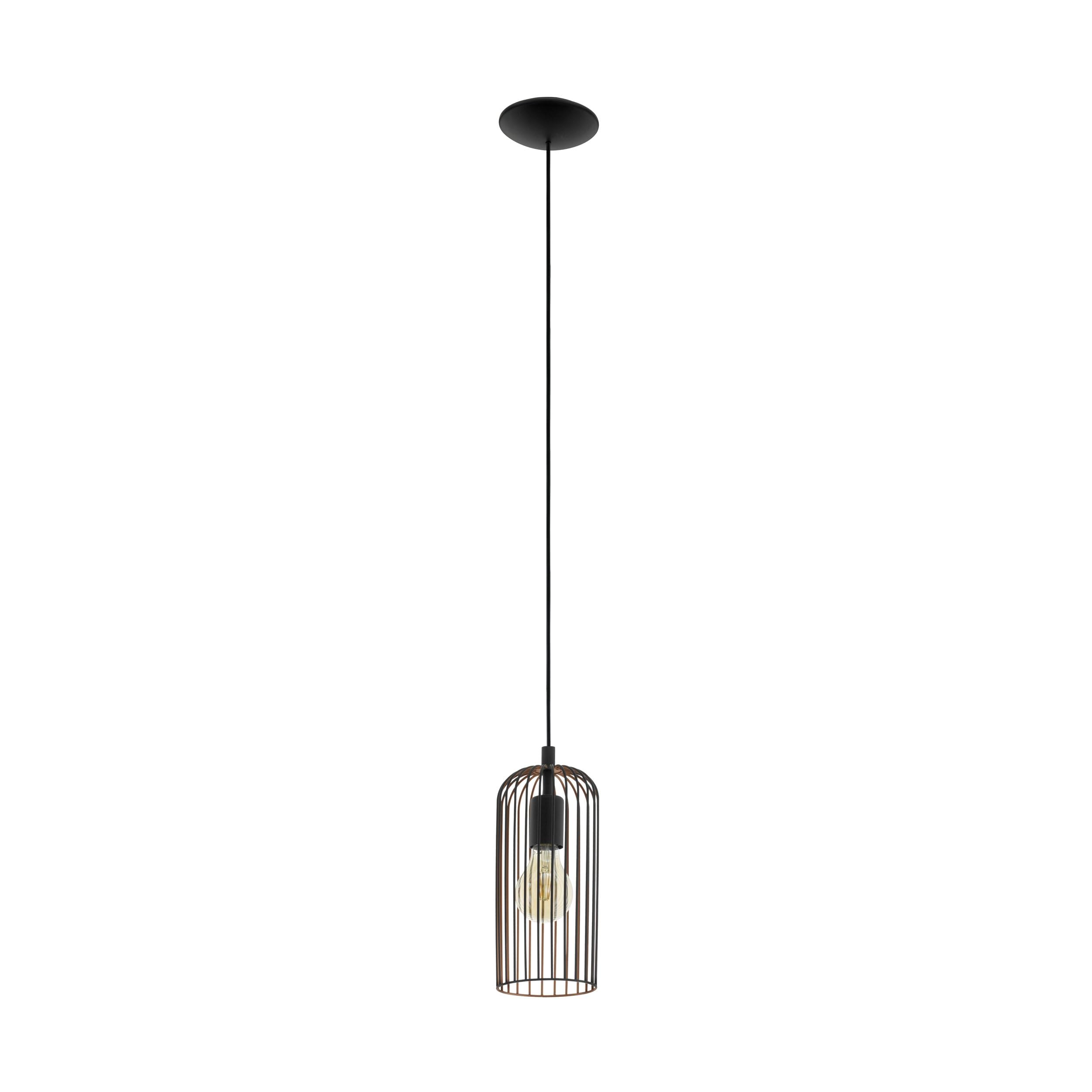 Eglo Black, Copper Pendant Lighting Roccamena, Vintage Ceiling Light Fitting Made Of Black And Copper-Coloured Steel, Retro Hanging Lamp For Dining And Living Room, E27 Socket