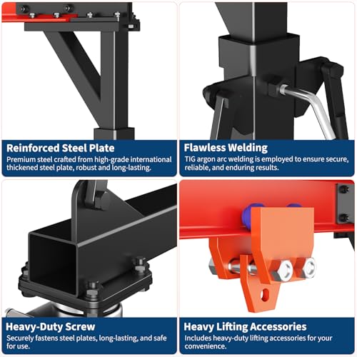 Image of 4400 LBS Gantry Crane with Manual Trolley, 2 Ton Gantry Crane with 8-12 FT Adjustable Height, Shop Crane Lift Hoist with Hooks & Shackles for Warehouse, Factory