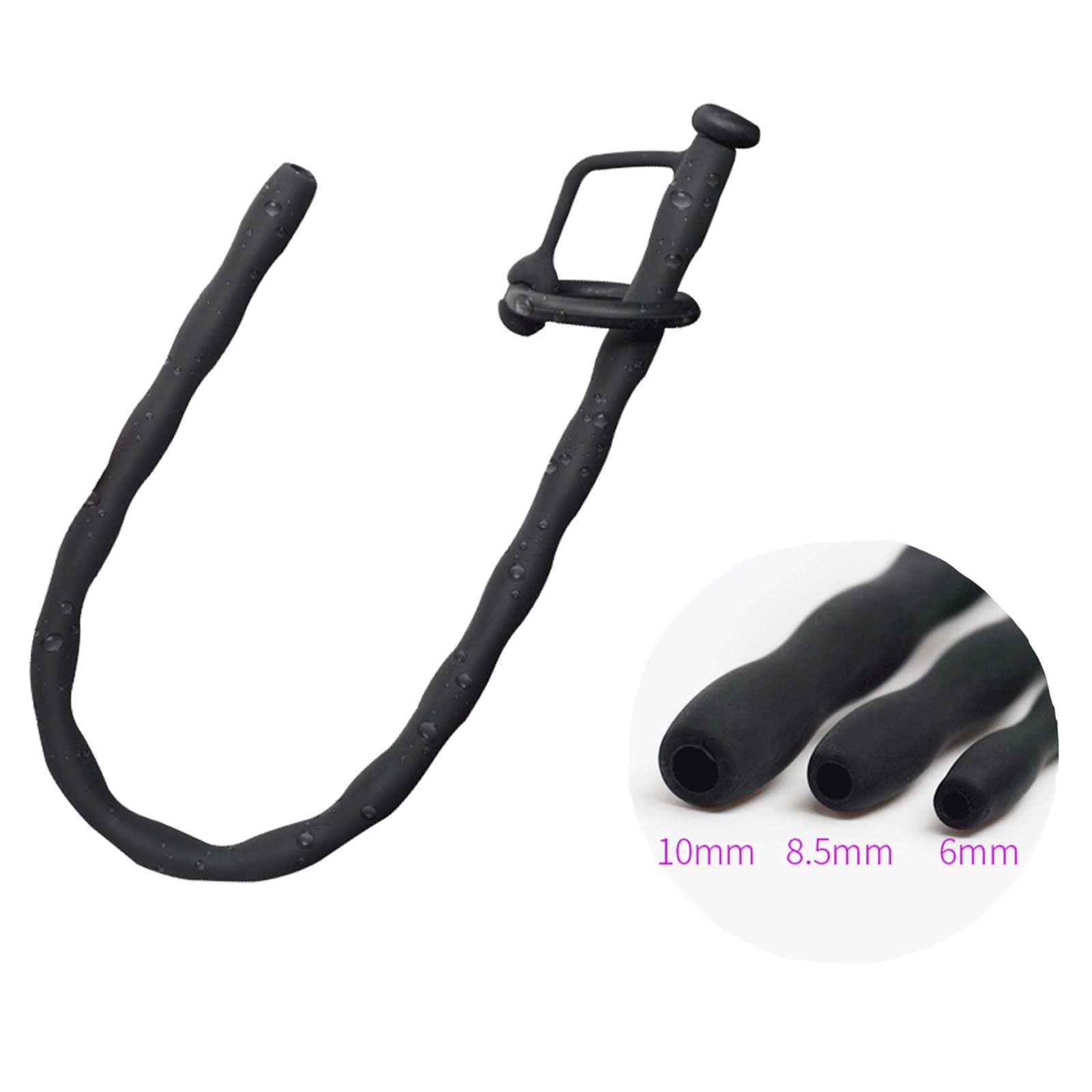 Asta fitness liscia e cava, dilatatore speciale per facilitare la minzione, asta extra lunga e 2 misure di anelli incluse -D38IT (B:6mm)