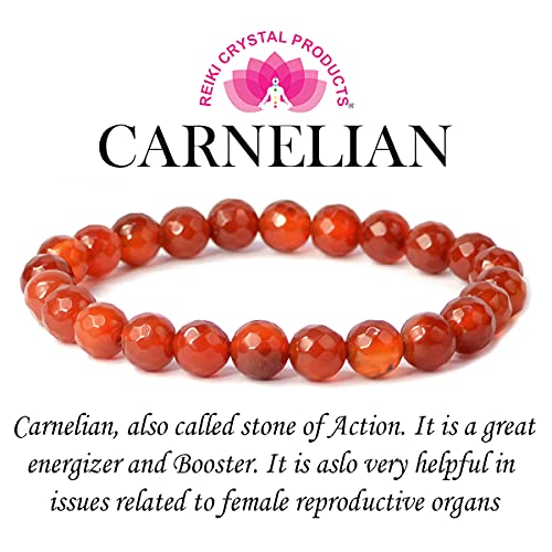 Image of Reiki Crystal Products Certified Natural Crystal Stone 8 mm Faceted /Diamond Cut Beads Bracelet for Men & Women | Reiki Charged Gemstone Bracelet | Multiple Crystal Variants Available
