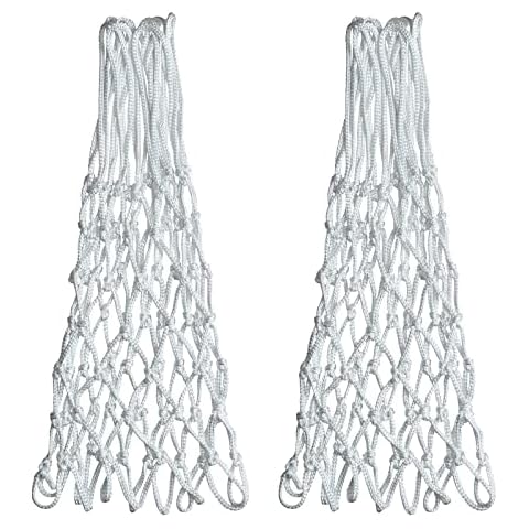 Sanung 2PCS White Basketball Net 12 Loops 21 inch Professional Anti-Whip Basketball Net Replacement with Storage Pouch for Competition Standard Indoor Outdoor All-Weather Thick Mesh Nets Cover