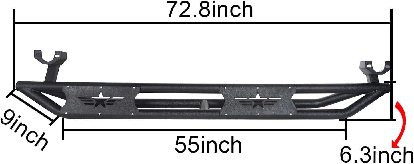 Hooke Road Wrangler JKU Side Step Running Board Nerf Bars Compatible with 2007-2018 Jeep Wrangler JK Unlimited 4 Doors