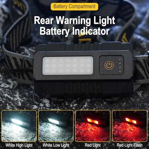 Lampe frontale puissante avec capteur de mouvement et 9 modes d'éclairage