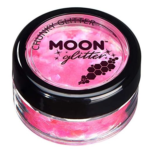 Paillettes rondes irisées par Moon Glitter (Paillette Lune) – 100% de paillettes cosmétique pour le visage, le corps, les ongles, les cheveux et les lèvres - 3g - Rose