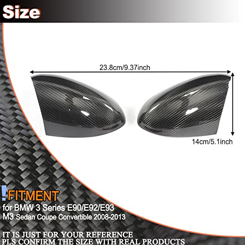 Mcarcar Kit Real Carbon Fiber E90 Mirror Caps For Bmw 3 Series M3 E90 E92 E93 2Door 4Door 2008-2013 Cf Rearview Side Rearview Mirror Cover Caps Car Exterior Outside Shell Lhd Add-On Factory Outlet #TOP4