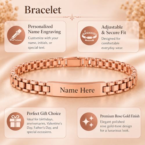 Image of Personalized Bracelet For Men - Adjustable Name Engraved Stainless Steel Bracelet Custom Gift for Him