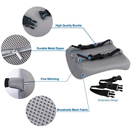 Lovehome Memory Foam Lumbar Support Pillow For Desk Chair With 3D Mesh Cover Balanced Firmness For Lower Back Pain Relief - Ideal Back Support For Office Chair And Car - Grey #TOP3