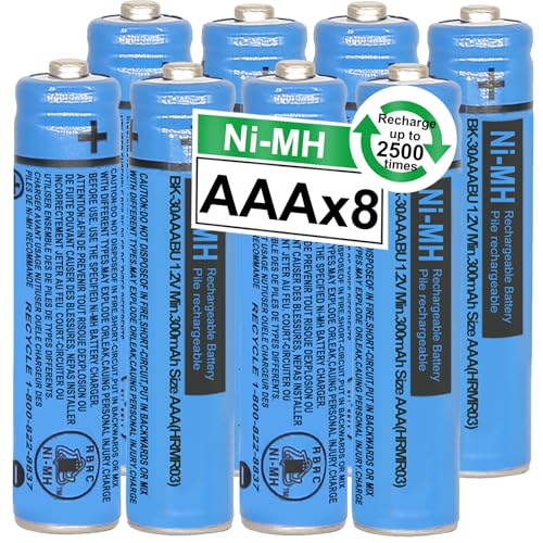 OSIM 8-pack Ni-MH AAA Rechargeable Batteries 1.2V 300mAh for Panasonic