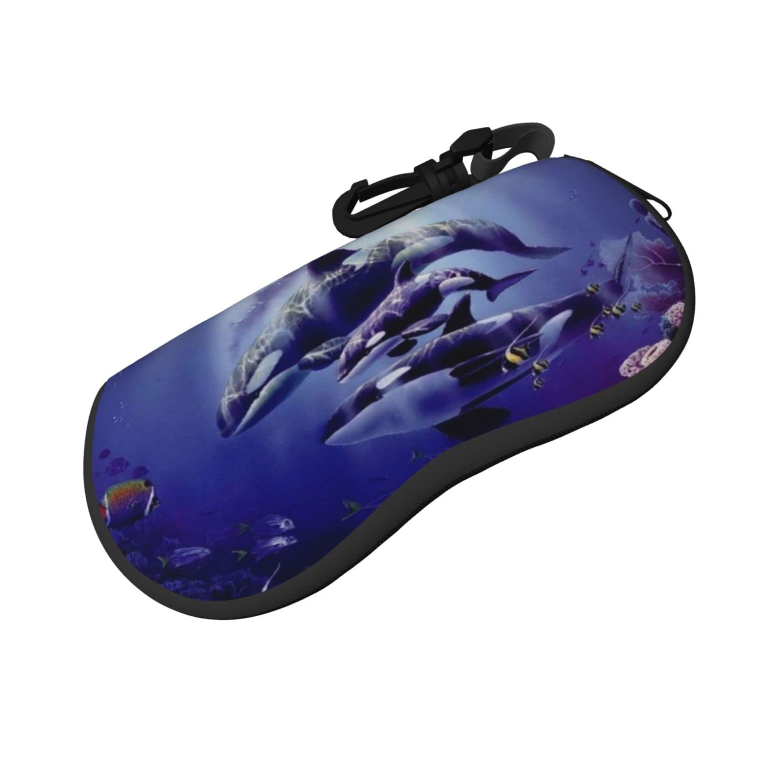 ASEELO Glasses Case Killer Whale Eyeglass Case Soft Sunglasses Case Neoprene Zipper Glasses Pouch for Women Men