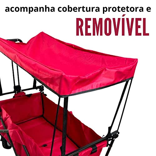Carrinho Dobrável Camping Articulado Importway IWCDCAC Verm.