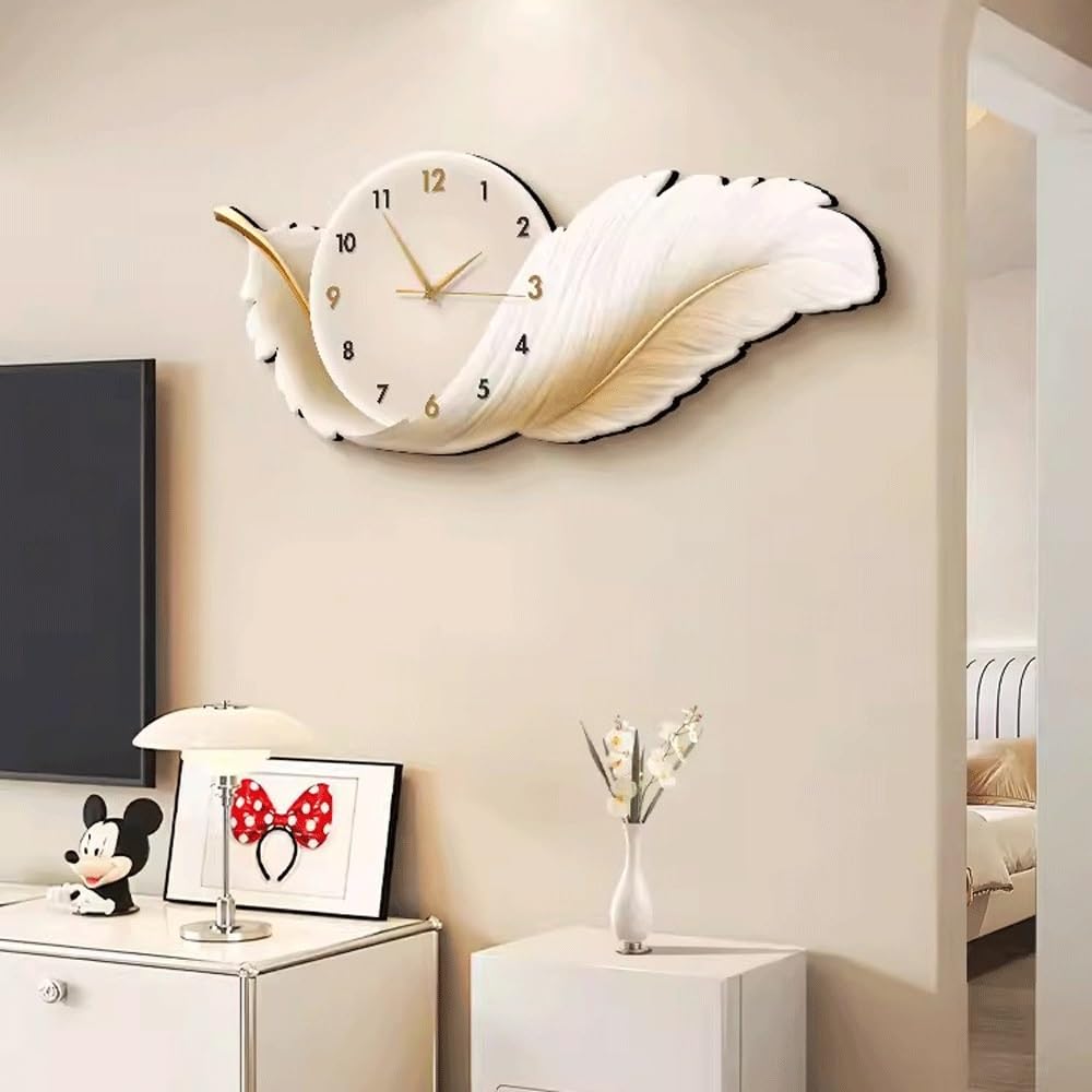 Tempo Orologio da parete silenzioso con decorazione for soggiorno(Green,70 * 30cm)