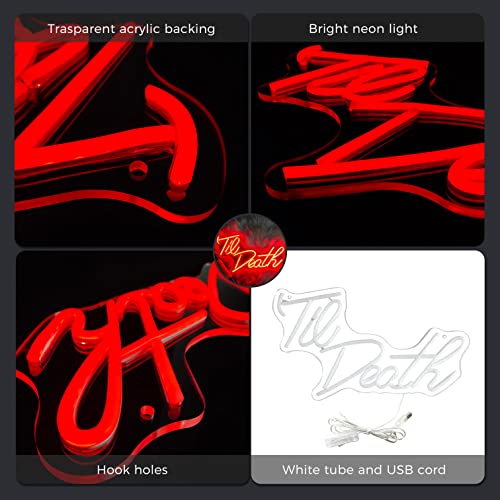 image for LOGICFEVER Til Death Neon Sign for Wall Decor Red LED Signs Neon Light