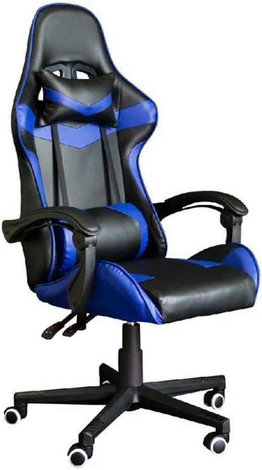 Gaming Video Game Chair Game Racing Office High Back PU Leather Computer Desk Swivel Adult Racing Computer Gaming Chair (Color : Red Size : 70X70X116CM) (Blue 70X70X116CM)