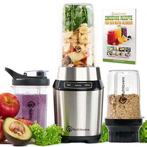 Nutrilovers NUTRI-BLENDER Mixer Smoothie-Maker to go 1000 Watt Standmixer klein Mini-Mixer für...
