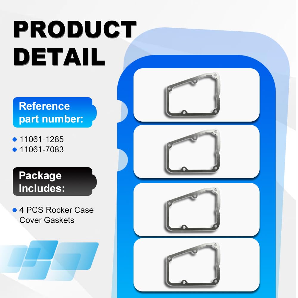Rocker Case Cover Gasket 11061-1285 11061-7083 Replacement for Kawasaki FR541 FR600 FR651 FR541V FR600V FR651V FR691V FR730V FS730V FX481V FX541V FX600V FX651V FX691V FX730V 4 Pack
