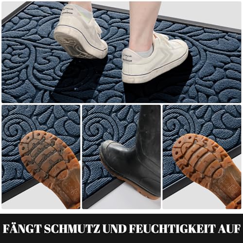 Tapis de sol antidérapant Yimobra bleu pour une entrée propre