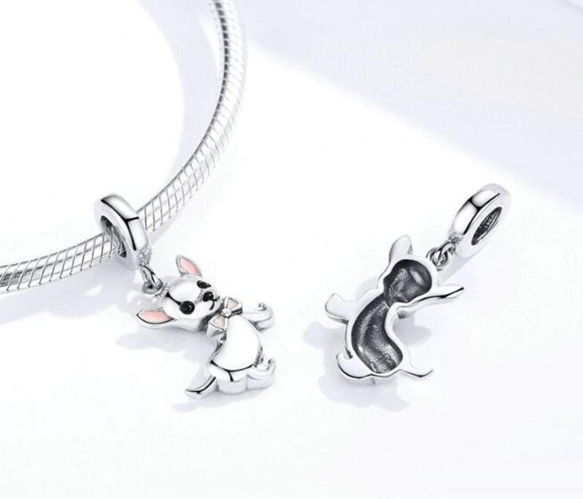 Cute Dog Original 925 Sterling Silver Beads Animal Charms for Pandora Bracelets Necklaces Women DIY Jewelry (Pink Bow Cute Animal Dog Charm) - Image 4