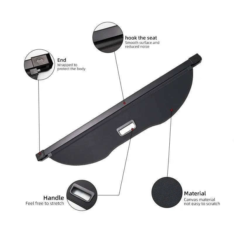 Générique Confidentialité Voiture pour Ford pour KUGA 2013-2019 Housse de tonneau rétractable Noire pour la sécurité et confidentialité des camions Rideau de Coffre(Model-2)