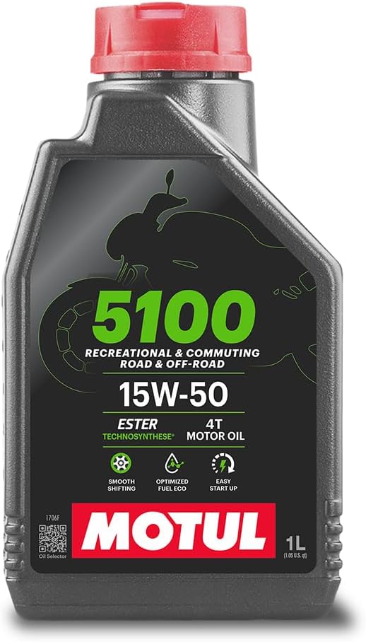 5100 4T 15W-50 Technosynthese Semi-Synthetic Engine Oil for Bikes | API SM | Advanced Wear Protection, Smooth Gear Shifting & Reliable Performance | 1 L
