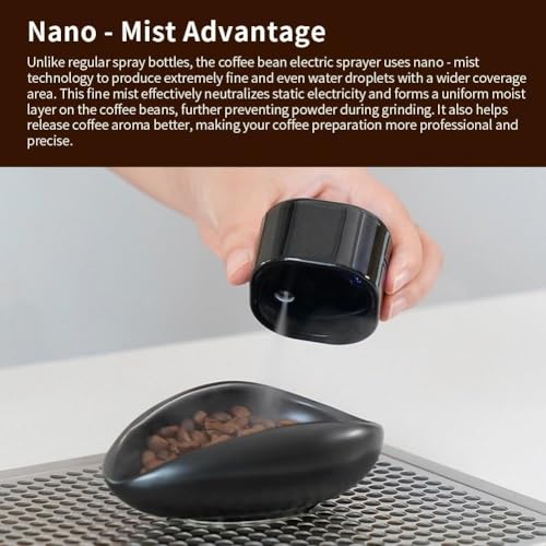 Image of watchget 20ml Coffee Bean Atomizer Rdt Sprayer for Reducing Coffee Power Static with Magnetic base, Portable Electric Nano-Atomizer Rechargeable Espresso Sprayer with Orange Silicone Case, Black
