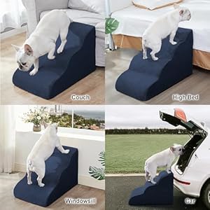 Dog-Stairs-Ramps-for-SmallMedium-Dogs-to-High-Beds-and-Couch-4-Step-Dog-Steps-with-Sturdy-High-Density-Foam-Pet-Stairs-with-Non-Slip-Bottom-for-Puppy-and-Cat-Gifts-Hair-Remover-Roller-Blue - Cucciolini Doodles   Dog-Stairs-Ramps-for-SmallMedium-Dogs-to-High-Beds-and-Couch-4-Step-Dog-Steps-with-Sturdy-High-Density-Foam-Pet-Stairs-with-Non-Slip-Bottom-for-Puppy-and-Cat-Gifts-Hair-Remover-Roller-Blue