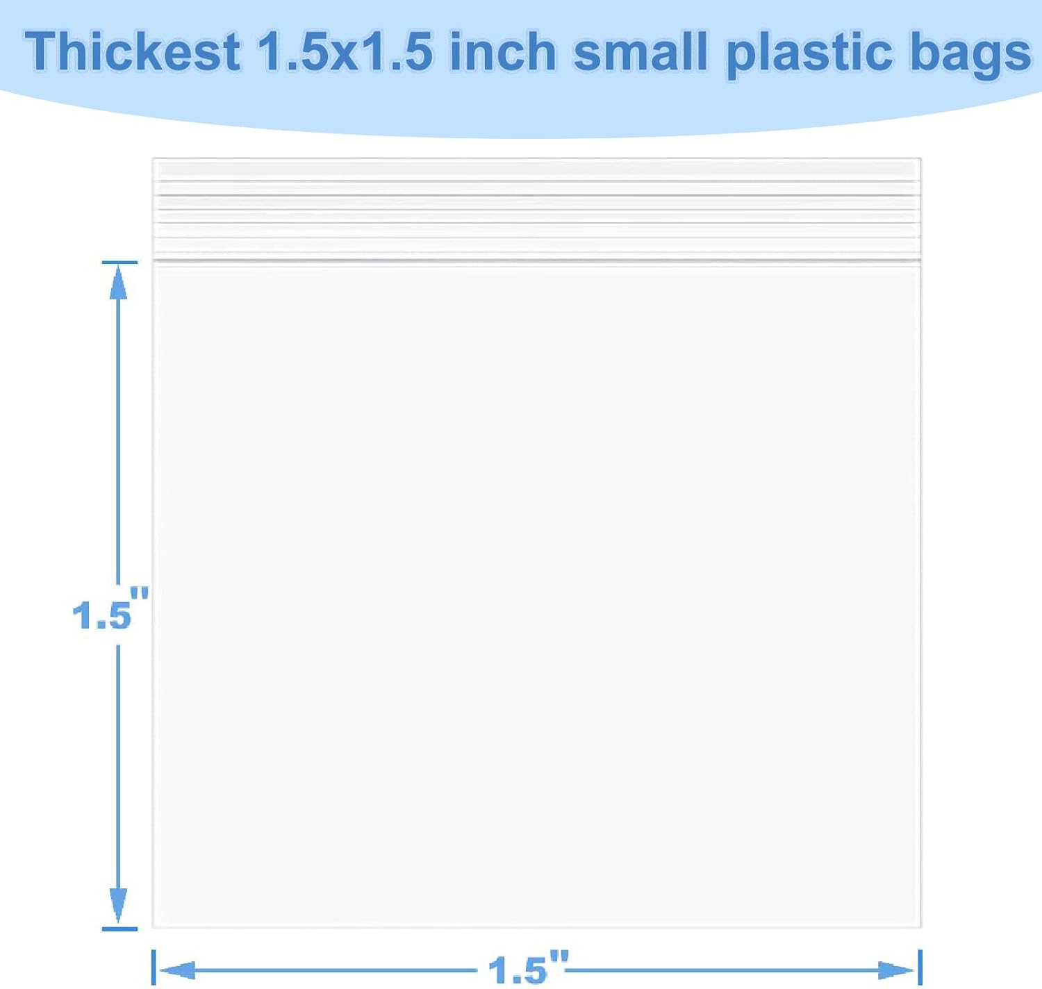 200PCS 1.5"x1.5" Thick 2.5Mil Small Clear Zip Poly Plastic Reclosable Bags