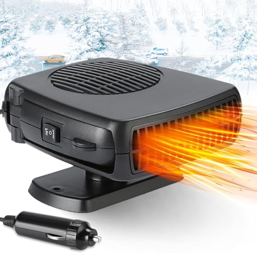 Leaflai Riscaldamento auto da 12 V – Riscaldamento portatile per il collegamento all'accendisigari, 2 in 1 riscaldatore/ventola di raffreddamento per parabrezza per tutte le auto